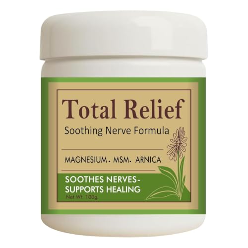 Image of Total Relief Magnesium Cream for Nerves - Fast-Absorbing MSM & Arnica Cream | Herbal Arnica & Mugwort Extract | Fast Absorbing Back, Neck, Knee & Leg Pain Relief Balm | Non-Greasy Muscle Gel 100g (Pack Of 1 -100gm)