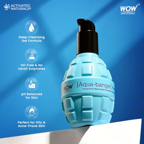 Image of WOW Skin Science Aqua-Banger Face Wash | Hydrating Face Cleanser with Watermelon, Hyaluronic Acid & Omega | Gentle, Non-Drying Formula | Deeply Hydrates & Refreshes Skin | All Skin Types | 150ml