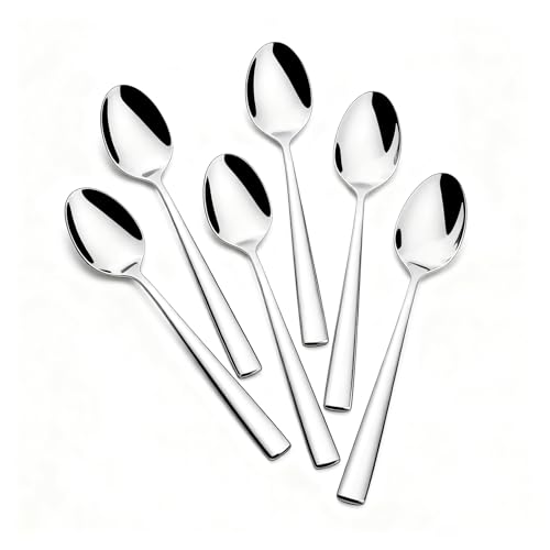 Stainless Steel Teaspoons, Tea Spoons with Mirror Polished Finish, Coffee Spoons with Modern and Elegant Design. (6 Pieces)