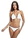 zeraca Women's String Triangle Bikini Swimwear (L14, White)