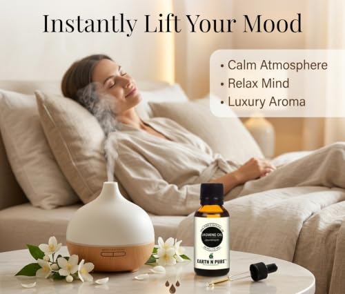 Image of Earth N Pure Jasmine Essential Oil | 100% Pure, Natural & Undiluted | Steam Distilled | Relaxation, Radiant Skin & Nourished Hair | 15ml