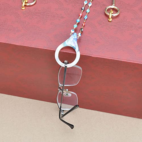 Anti-Lost Colorful Eye Beads Chain Strap With Acrylic Loop Hoop For Glasses Keeper Holder Necklace, Medium (Gs001) #TOP3