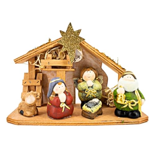 Acan Tradineur - Conjunto de 5 Figuras de Nacimiento Naif con luz LED -Figura Decorativa Divertida para Nacimiento, Navidad, decoración Tradicional - 0,06 W