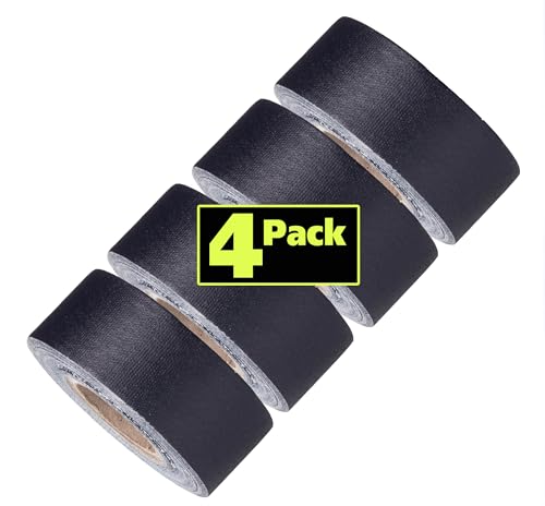 Mini Gaffer Tape Rolls by GafferPower 1 inch x 8yards - Pack of 4 Black, Made in The USA, Heavy Duty...