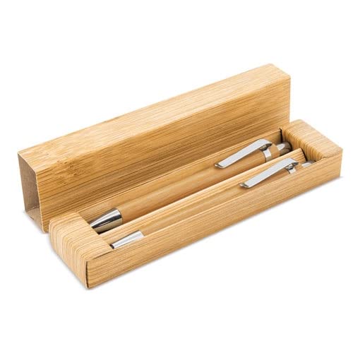 DISOK - Lote de 25 a 50 Sets Bolígrafo y Portaminas Bambú, ideales como detalles de boda, regalos de empresa, artículos publicitarios, regalos promocionales. (25)