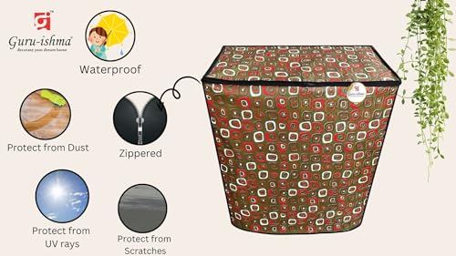 Image of Semi Automatic Washing Machine Cover for 6kg to 8kg Top Load | Waterproof & Dustproof Polyester Cover with Zip | Suitable with Samsung, LG, IFB, Bosch & More(51x 82 x 89 cm, Design 04)