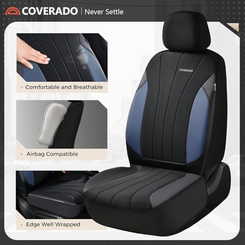 Image of Coverado Car Seat Covers 2-Pack, Leather Seat Covers, Waterproof Automotive Protectors Front Seats, Luxury Universal Fit Seat Covers for SUV, Truck, Sedan and Most Vehicles All-Weather