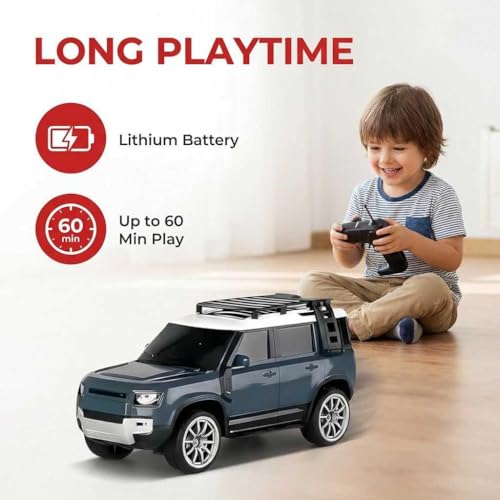 Image of Defender Remote Control Car with Extra Battery and Screw Driver for Kids |Long Battery Backup RC SUV with LED Lights & Smoke Effect | USB Rechargeable Toy Vehicle for Boys & Girls