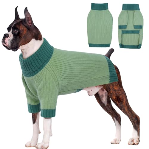 OUOBOB Maglione per cani, maglione termico per cani di taglia grande, a collo alto, lavorato a maglia, brutto maglione natalizio, caldo maglione invernale, maglieria Golden Retriever (verde 2XL)
