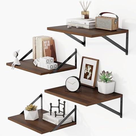 Heimlove 12 Inch Deep Floating Shelves for Wall, 16W x 12D Wide Floating Shelves Heavy Duty Wall Mounted Shelves, Wood Shelves for Living Room Bedroom Bathroom Kitchen- Set of 4 Cover