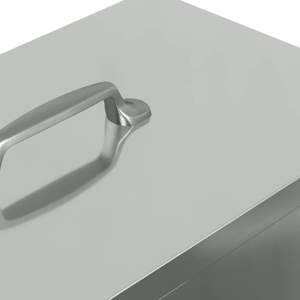 Comedero para gallinas de acero galvanizado plateado 20 x 25 x 35 cm, diseño moderno y limpio para interior y exterior, práctico para alimentar aves de corral con fácil mantenimiento.