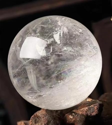 Stone Transparent White Crystal Ball Quartz Crystal Home Office Decorative(Color:Lucency Crystal,Size:100-150g)