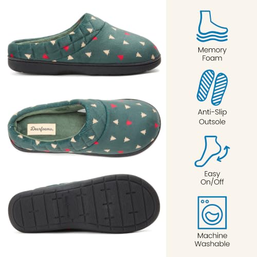 Image of Dearfoams Women's Lightweight Memory Foam Indoor House Slipper Darcy Velour Clog with Wide Widths