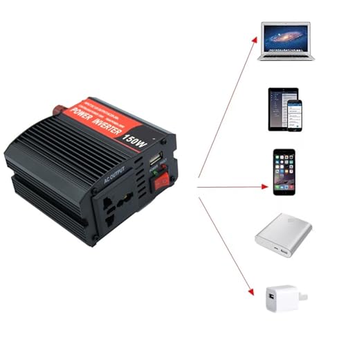 Inversor de corriente solar para coche de 150W y CC 12V a CA 220V con protecciones 3