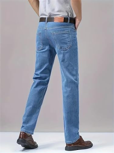 Men's Jeans Stretch Straight Denim Pants Loose Casual Long Trousers Classic Business Comfortable Fit3
