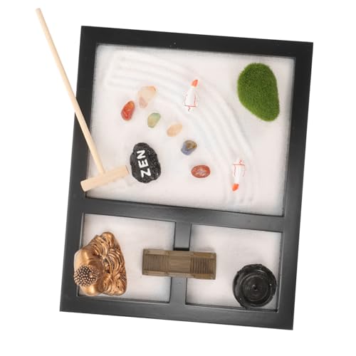 SAFIGLE Sandbox Ornament Zen Garden Kit for Desk Buddha Statue Decor Table Artware