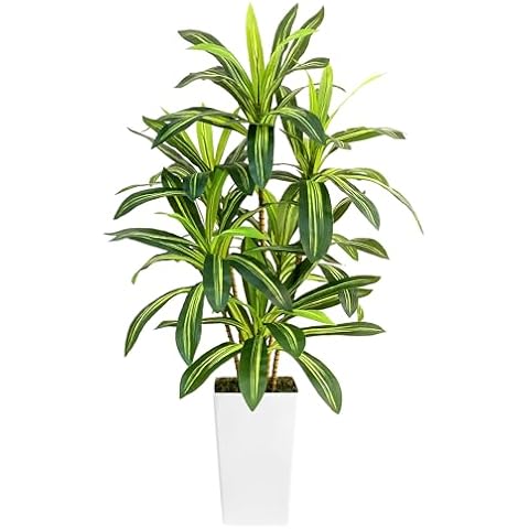 Artificial Dracaena Tree 5FT - Fake Silk Floor Trees with Movable Large Pot Faux Dracaena Tree Silk Tree for Indoor and Outdoor Home Decoration Cover