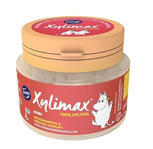 フィンランドの虫歯予防タブレット　Fazer 　ファツェル　ムーミン 100％キシリトール　タブレット　木いちご&桃ラズベリー味 200粒入り　　90g [並行輸入品]のサムネイル