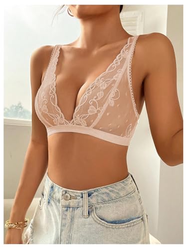 Image of SOLY HUX Women's Lace Bras Deep V Neck Wireless Bra Comfort Everyday Bralette