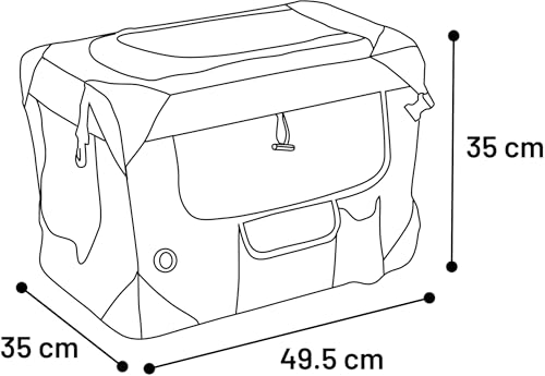 Flamingo Transportkäfig Geronimo blau 35x49,5x35cm - Verstärkter und Faltbarer Rahmen - Herausnehmbarer Boden - Aufrollbare Vorhänge, 3 Staufächer und mit Möglichkeit für eine Trinkflasche