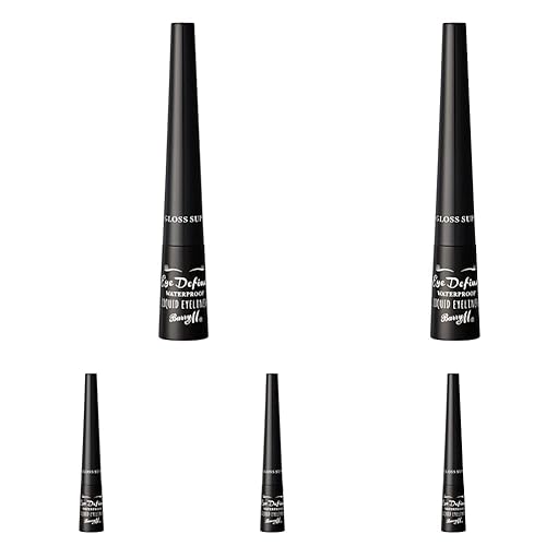Barry M Cosmetics Eye Define - Delineador líquido - Negro súper brillante (paquete de 5)