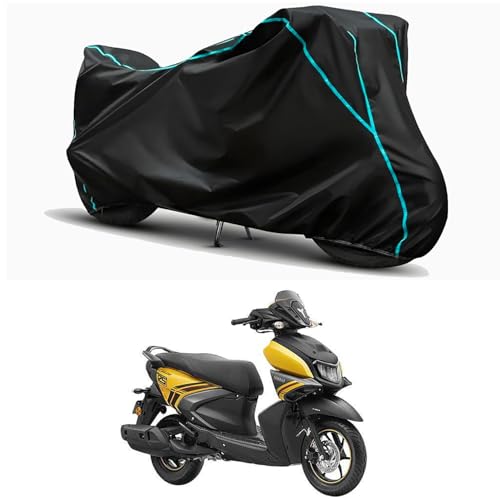 Image of Waterproof Bike Body Cover Compatible for | Yamaha RayZR 125 Disc | Taffeta Fabric, Sky Piping Design, Bottom Elastic Fit | Dustproof, Sun UV & Rain Protection for All Weather.