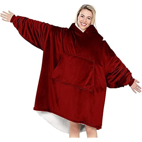 Oversized Hoodie Sweatshirt Blanket XL, Super Warm Sherpa Giant Hoodie, Wearable Blanket Sweatshirt with Pocket, One Size for Adults Men Women Kid Cover