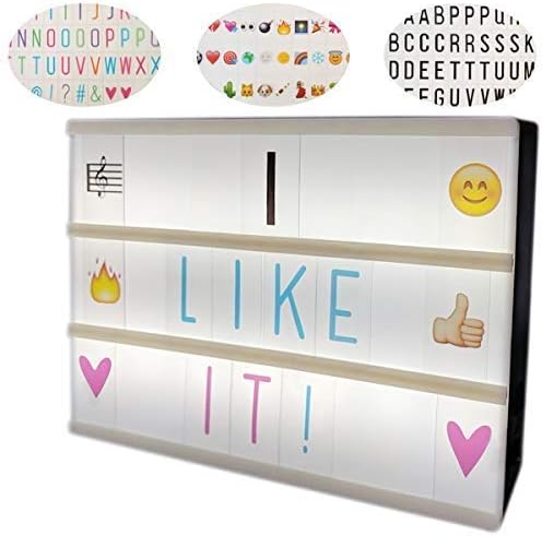 Royal Casa DIY A4 Cinema Light Box with Letter and Emoji sets (340 Tiles). Value Pack LED Cinematic Lightbox