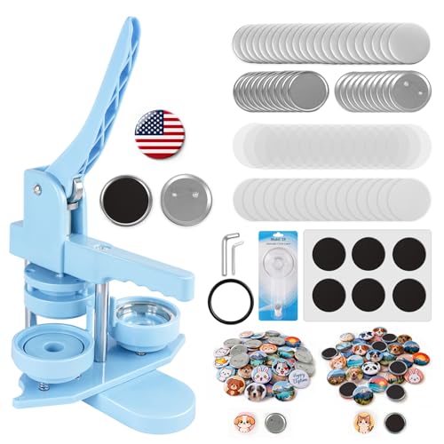 Image of Happizza Button Maker Machine 58mm/2.25in, 2-in-1 Button Maker & Magnet Maker Machine for Making Badges and Fridge Magnets, DIY Pin Maker Machine Kit with 50 Badge Parts & 50 Magnet Making Supplies