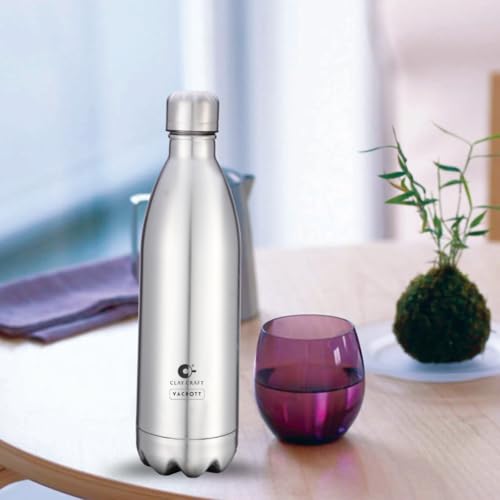 Image of CLAY CRAFT VACBOTT Stark Double Walled|18 Hours Hot and 24 Hours Cold Water Bottle Vacuum Insulated|Flask|Thermosteel Bottle 700ml,Leak Proof|Gym|Travel Bottle|BIS Certified|1Year Limited Warranty