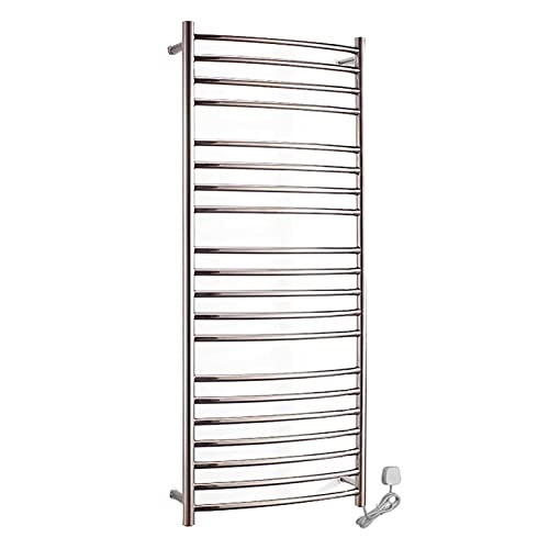 タオルウォーマー、壁掛け、20バーエクストラロング電動タオル掛けヒーター、バスルーム 洗面所 浴室用、ステンレス鋼、大型タオル乾燥ラック、ラジエーター