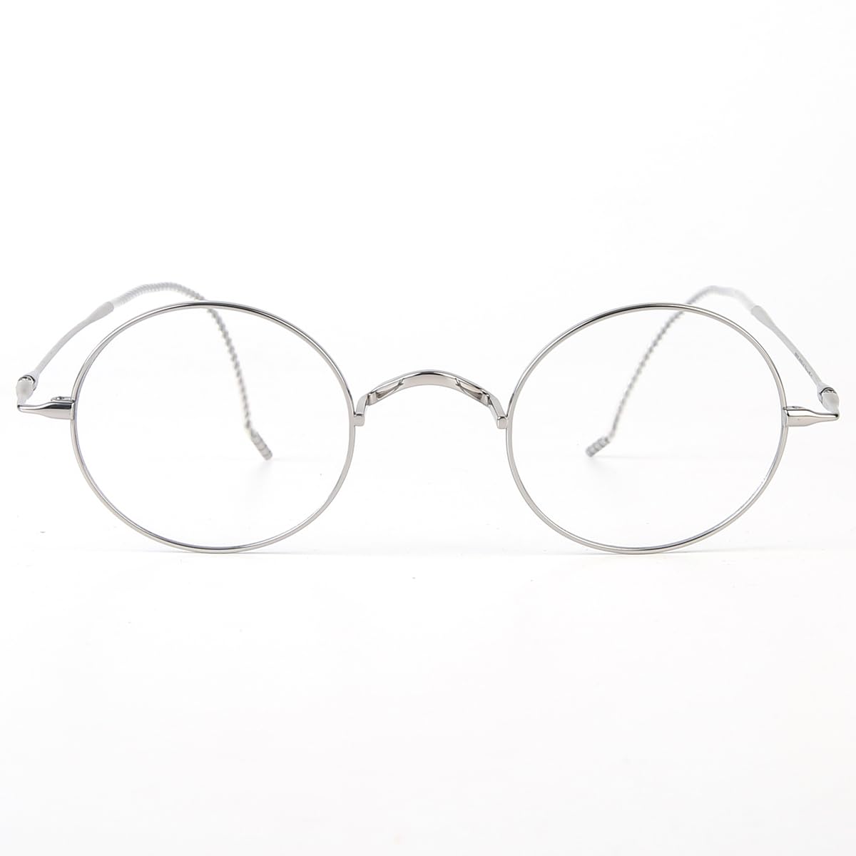 Agstum Retro Round Titanium Optical Eyeglasses Frame, Lightweight Wire Rim Glasses with Cable Arms, No Nose Pads