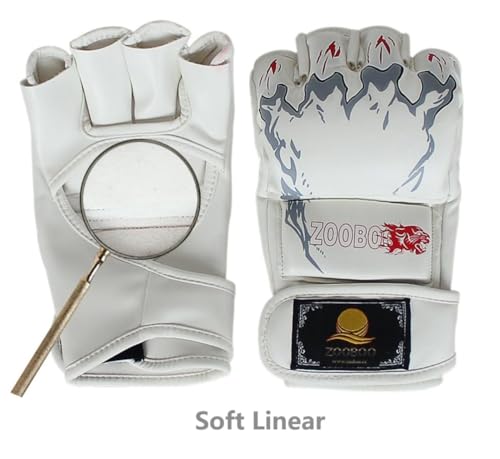 Half-Finger Boxing Gloves MMA UFC Punching Bag Gloves with Adjustable Velcro Wrist Band(Size: M&L）-White