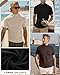 Ficerd 3 Pack Men's Mock Neck T Shirts, Cotton Short Sleeve Turtleneck Tee Shirts Slim Fit Casual Basic Solid Undershirt Tops(Apricot, Coffee, Black,Large)