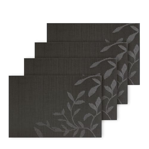 Delindo Lifestyle Tischsets Platzsets Mandal, Abwaschbar und Abwischbar, Anthrazit, 4er-Set