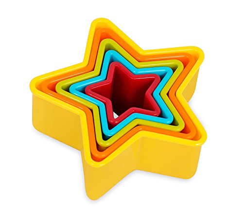 Internet’s Best Star Cookie Cutter - Set of 5 - Star Shaped Biscuit Sandwich Fondant Cutter Set - Multi Size and Color - Kid Friendly
