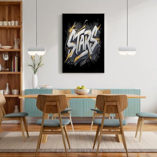 Imágenes de lienzo grafiti callejero en negro para decoraciones modernas de 60x80cm