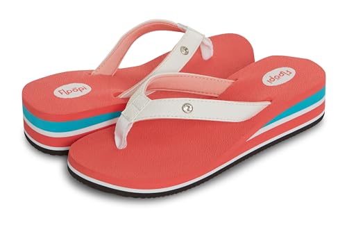 Image of Floopi High Heel Wedge Sandals for Women-Comfort Yoga Mat Footbed for Support, Flip Flop Thong Platforms for Summer