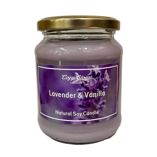 Bougie de soja lavande et vanille Cozy Glow authentique grand format artisanal