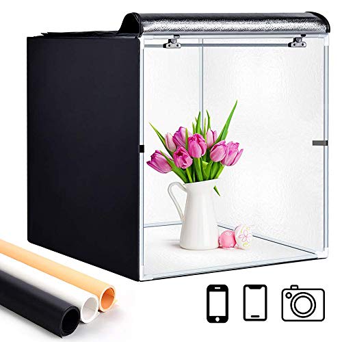 Lightbox, GLZ 24x24 Inch Photo Studio Light Box Shooting Tent Kit with Dimmable and Movable LED...