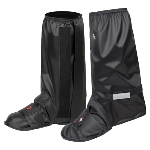 KEMIMOTO Waterproof Half-Sole Rain Shoe Covers, Boot Covers with Waterproof Zipper, Non-Slip, Men Rain Gear Reflector, Black