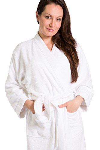 Fishers Finery Women's Short Cotton Terry Bathrobe (White, M) #TOP5