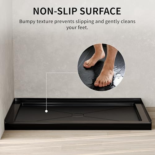Image of DeerValley 48 inchL X 30 inchW Center Drain Shower Base in Black