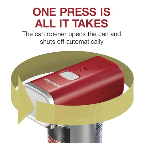 Proctor Silex Automatic Electric Can Opener, Hands Free Cordless Operation & USB Rechargeable, Self-Aligning, Cut Smooth Touch Lid Edges, Compact and Easy to Store, Red - Image 3