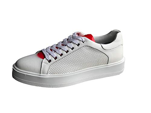 Chaussures de sport en cuir véritable blanc modèle 12430 baskets faites à la main