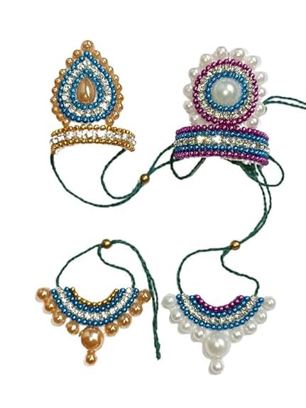 janamashtami laddu gopal ji jewellery ornament krishna kanha ji accessory |Laddugopal/Kanhaji/Thakurji/Matarani/Shreenathji/Radharani/Balgopal Jewellery Set(Mukut Necklace Earrings & Bangles) Size : 0