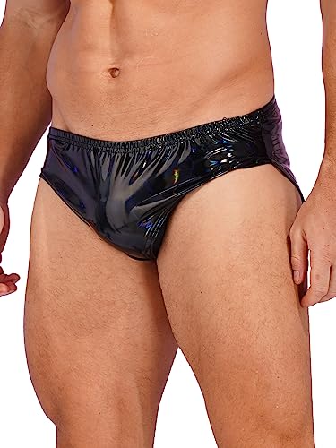 Men's Bikini Briefs Shiny Metallic Bulge Pouch Panties Underwear Low Waist Swim Trunks4