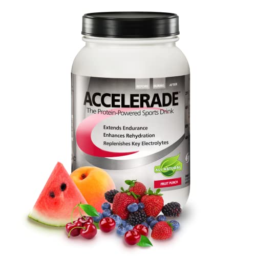 Accelerade by PacificHealth - All Natural Sport Hydration Drink Mix with Protein + Carbs & Electrolytes - for Superior Energy Replenishment Endurance & Rehydration - 60 Servings (Fruit Punch)