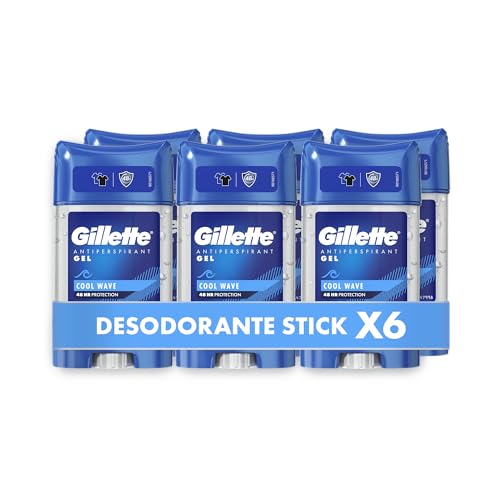 Gillette Clear Gel Desodorante Antitranspirante Cool Wave Para Hombre, 70 ml x 6