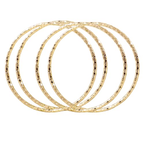 Image of Peora Silver Gold & Rose Gold Plated Metal Bangles Bracelet Fancy Gift for Women (6 Pcs. 2.6 inch)